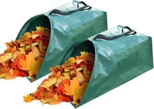 2 pack 53 gallons Leaf Collector Reusable Yard waste bags Heavy Duty Extra Large lawn Leaf Bags Chute With Handles Garden dustpan Bags for Leaves Debris Grass Clipping