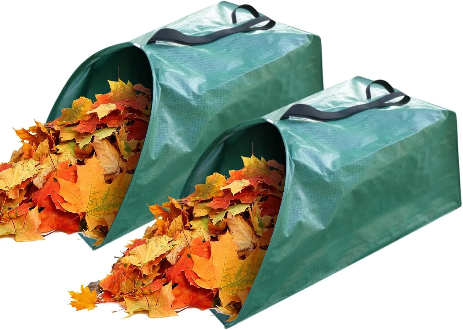 2 pack 53 gallons Leaf Collector Reusable Yard waste bags Heavy Duty Extra Large lawn Leaf Bags Chute With Handles Garden dustpan Bags for Leaves Debris Grass Clipping