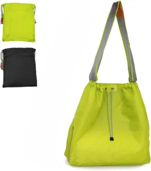 2 Pack Ripstop Nylon Draw-String Reusable Shopping Bag, Reusable Grocery Bag, Built-in Pouch, Inner Pocket