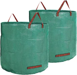 2 PCS 106 Gallon Reusable Lawn and Leaf Bags with 4 Handles, Lawn Pool Garden Heavy Duty Yard Waste Bags for Leaves, Trash, Yard Waste (Green)