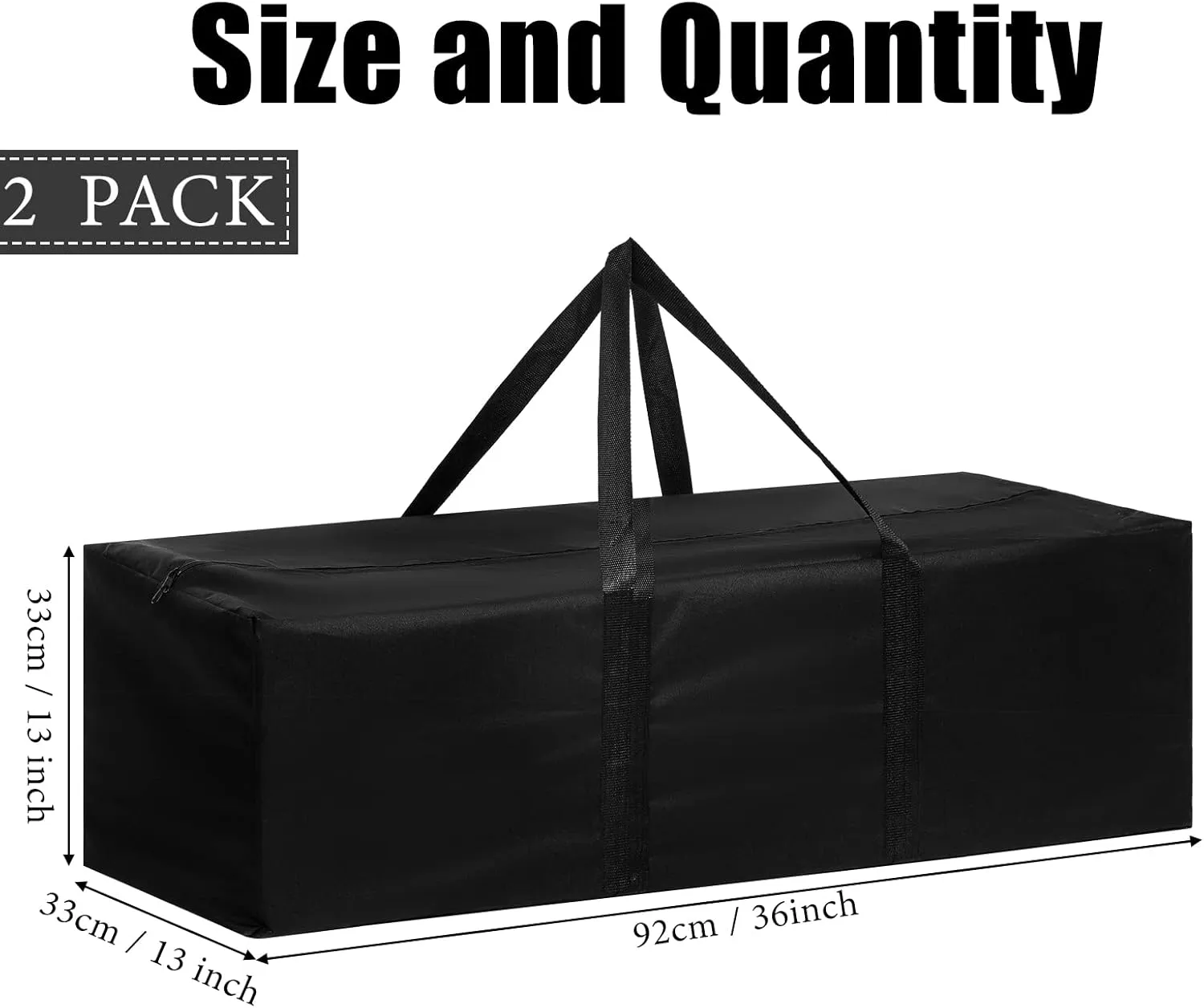 2 Pcs 36 Inch Large Sports Duffel Bag for Travel Camping Sports Equipment Storage Waterproof Foldable Long Luggage Storage Bag for Camping, Tent, Tripod, Gym, Fishing, Black