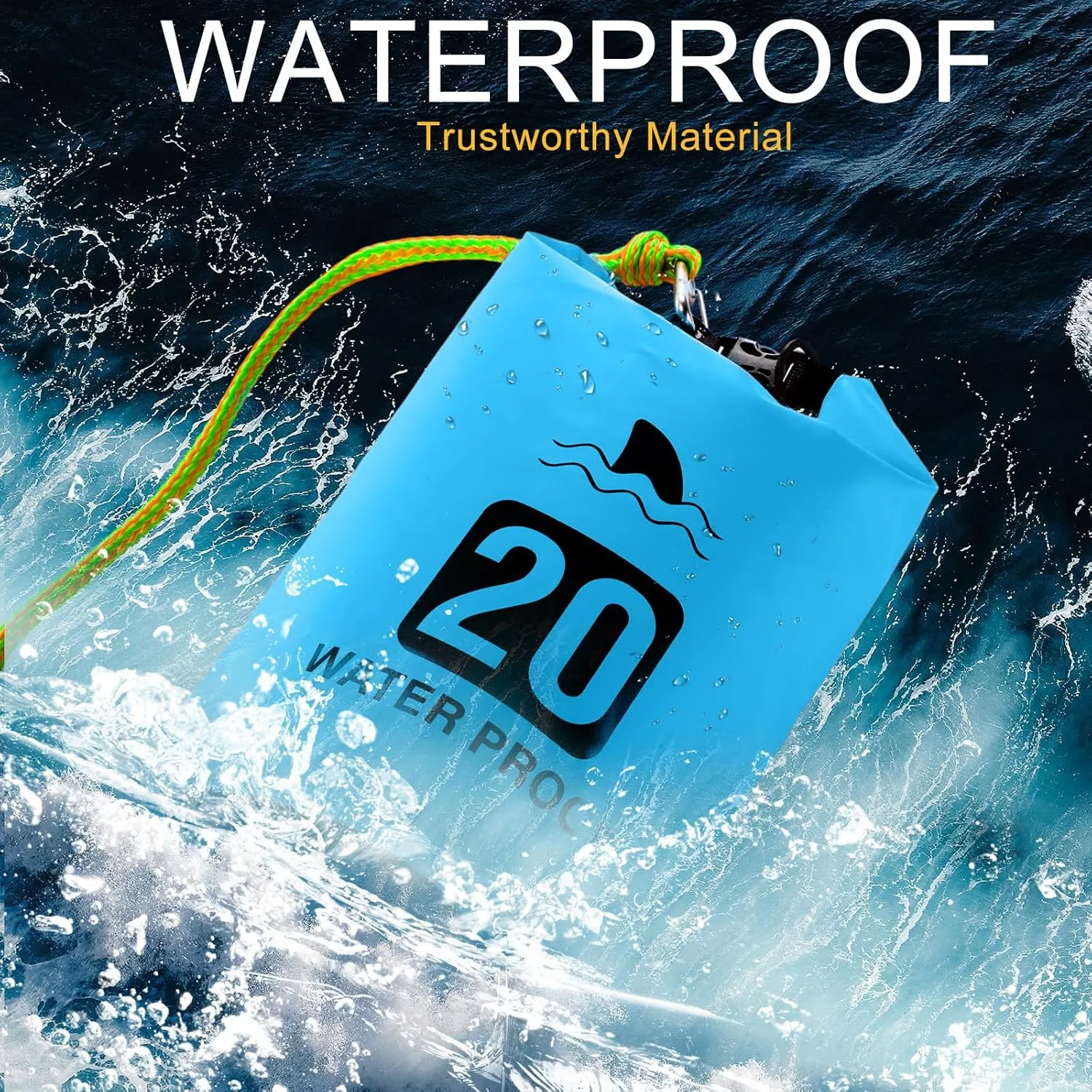 2 Set 20L Sand Anchor Heavy Duty Buoy Kit 2 in 1 Kayak Anchor Floating Waterproof Dry Bag with High Visibility Float Rope for Lake Beach Boat Hiking Camping Water Sports Surfing Kayaking(Sky Blue)