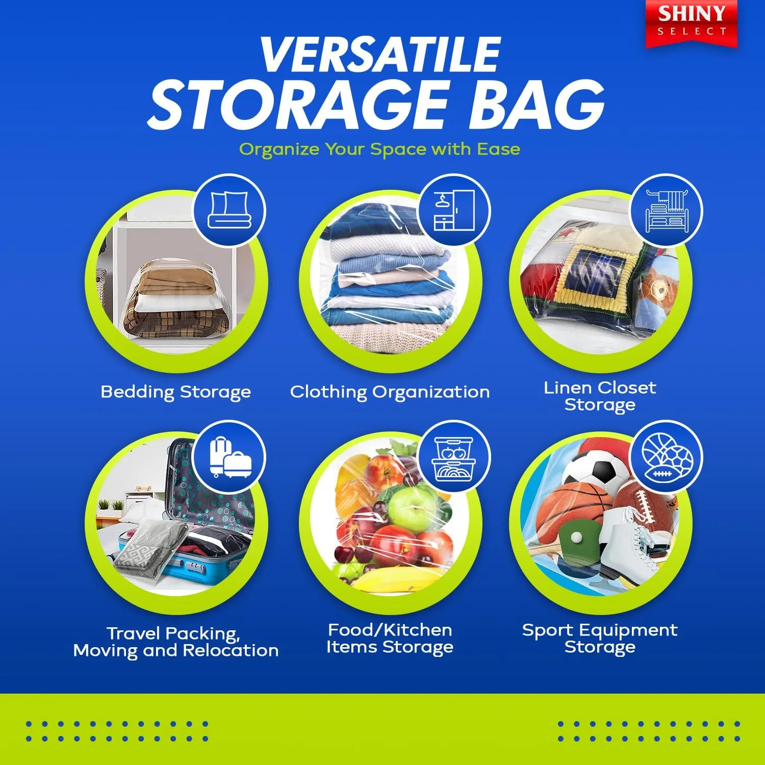 20 Gallon Jumbo Storage Bag with Handle, Resealable Zipper Top 24x32, 6 Bags - Clear Big Plastic, Extra Large XL, 4 Mil Thick Heavy Duty for Travel, Camping Gears, Pillows, Comforters…