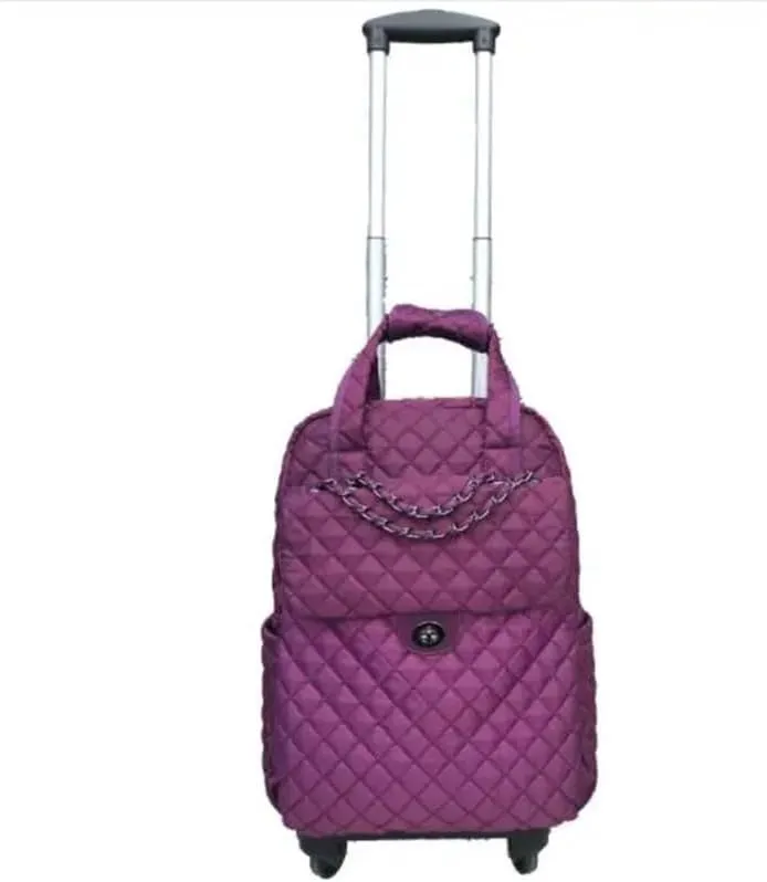 20 Inch Women carry on hand Luggage bag Cabin travel Trolley Bags wheels rolling luggage backpack Trolley Suitcase wheeled Bag(Black 18 Inch)