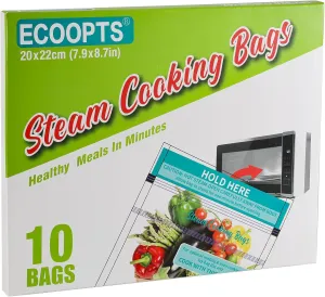 20 PCS Microwave Steaming Bags Large Size Disposable Food Steam Cooking Bags for Vegetables, Potatoes and Meat, Easy to Use (20Bags)