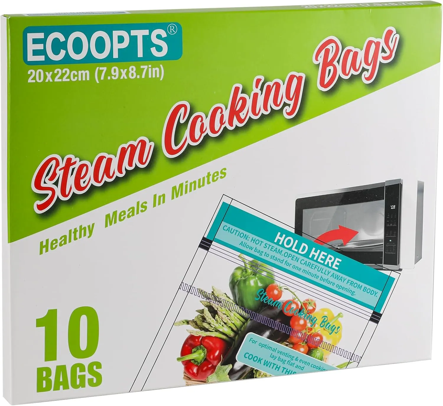 20 PCS Microwave Steaming Bags Large Size Disposable Food Steam Cooking Bags for Vegetables, Potatoes and Meat, Easy to Use (20Bags)