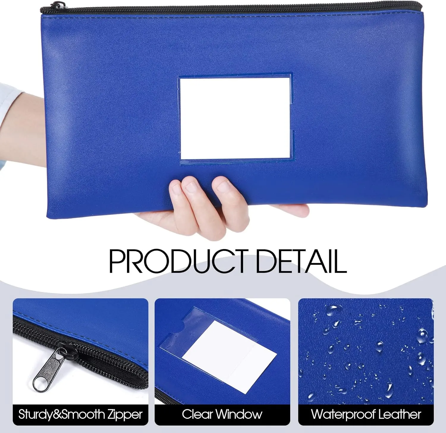 20 Pcs Money Bank Bag with Zipper 11 x 6 Inch Money Pouch Bulk Security Bank Deposit Bag with Clear Window Leatherette Cash Coin Wallet for Women Men(Multicolored)