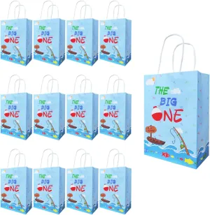 20 Pcs The Big One Candy Treat Bags O Fish Ally 1 Party Present Bags with Handles Gone Fishing Favor Bags for Ofishally One/Little Fisherman/Fishing Theme 1st Bday Baby Shower Party Decorations
