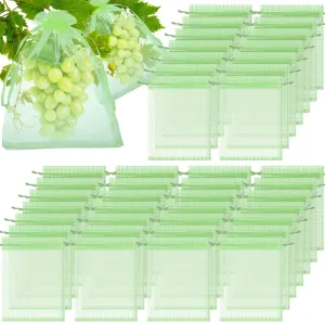 200 Pcs Fruit Protection Bags - Netting Bags with Drawstring for Fruit & Vegetable Protection (Green, 8 x 12 Inch)