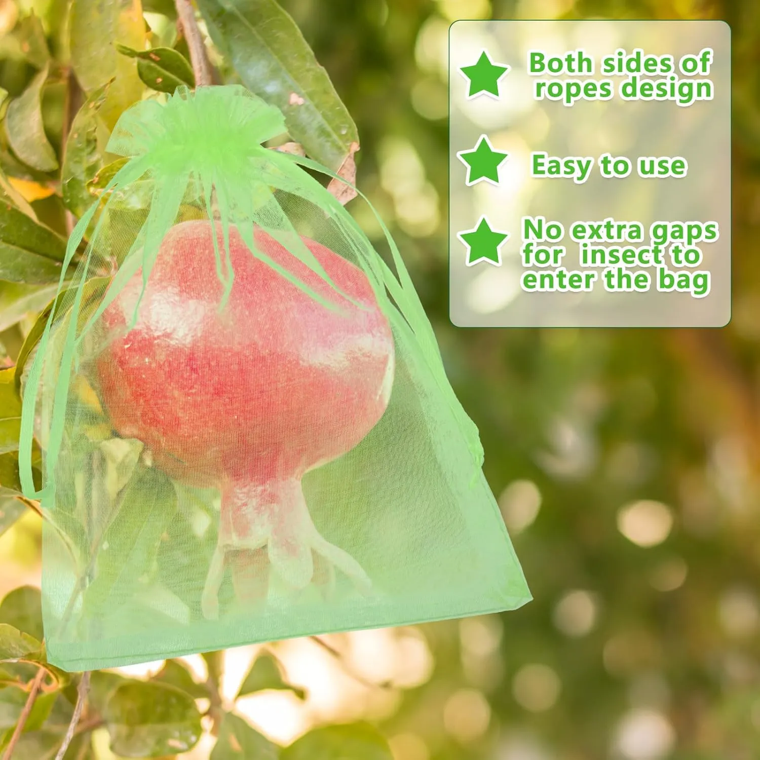 200 Pcs Fruit Protection Bags - Netting Bags with Drawstring for Fruit & Vegetable Protection (Green, 8 x 12 Inch)