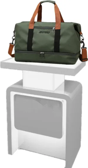 2023 New Dry/Wet Separation Travel Bag with Shoe Compartment, Travel Duffle Bag with Attachable Shoulder Strap, Women's Sports Gym Tote, Large Capacity & Lightweight & Waterproof (Green-A)