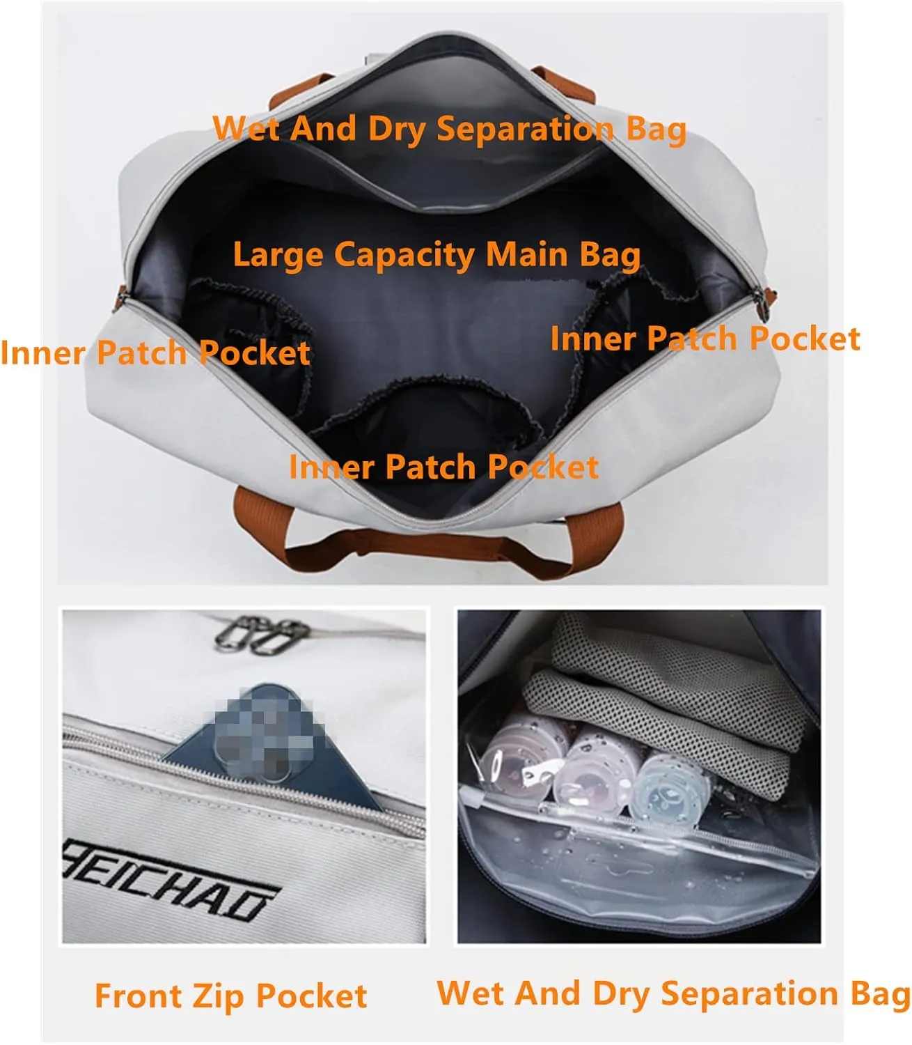 2023 New Dry/Wet Separation Travel Bag with Shoe Compartment, Travel Duffle Bag with Attachable Shoulder Strap, Women's Sports Gym Tote, Large Capacity & Lightweight & Waterproof (Green-A)