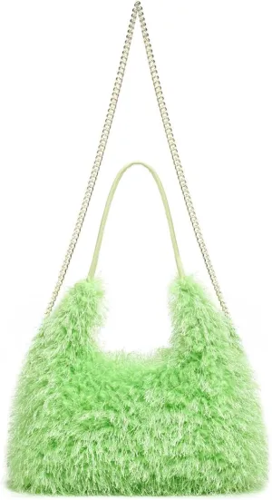2024 Winter Women Bag Cute Tote Bags Y2k Purse Women's Shoulder Handbags Faux Fur Tote Bag Fluffy Satchel Handbags