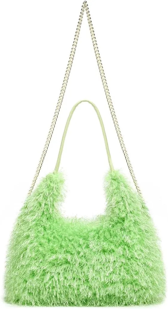 2024 Winter Women Bag Cute Tote Bags Y2k Purse Women's Shoulder Handbags Faux Fur Tote Bag Fluffy Satchel Handbags