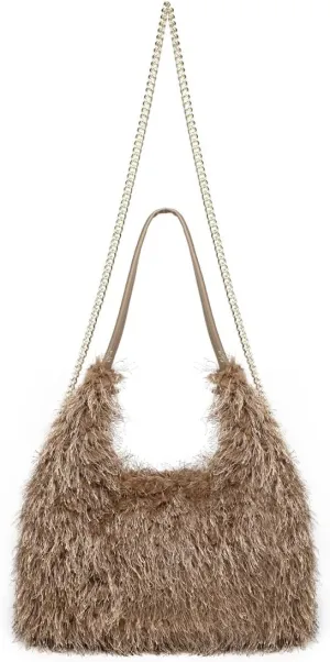 2024 Winter Women Bag Cute Tote Bags Y2k Purse Women's Shoulder Handbags Faux Fur Tote Bag Fluffy Satchel Handbags