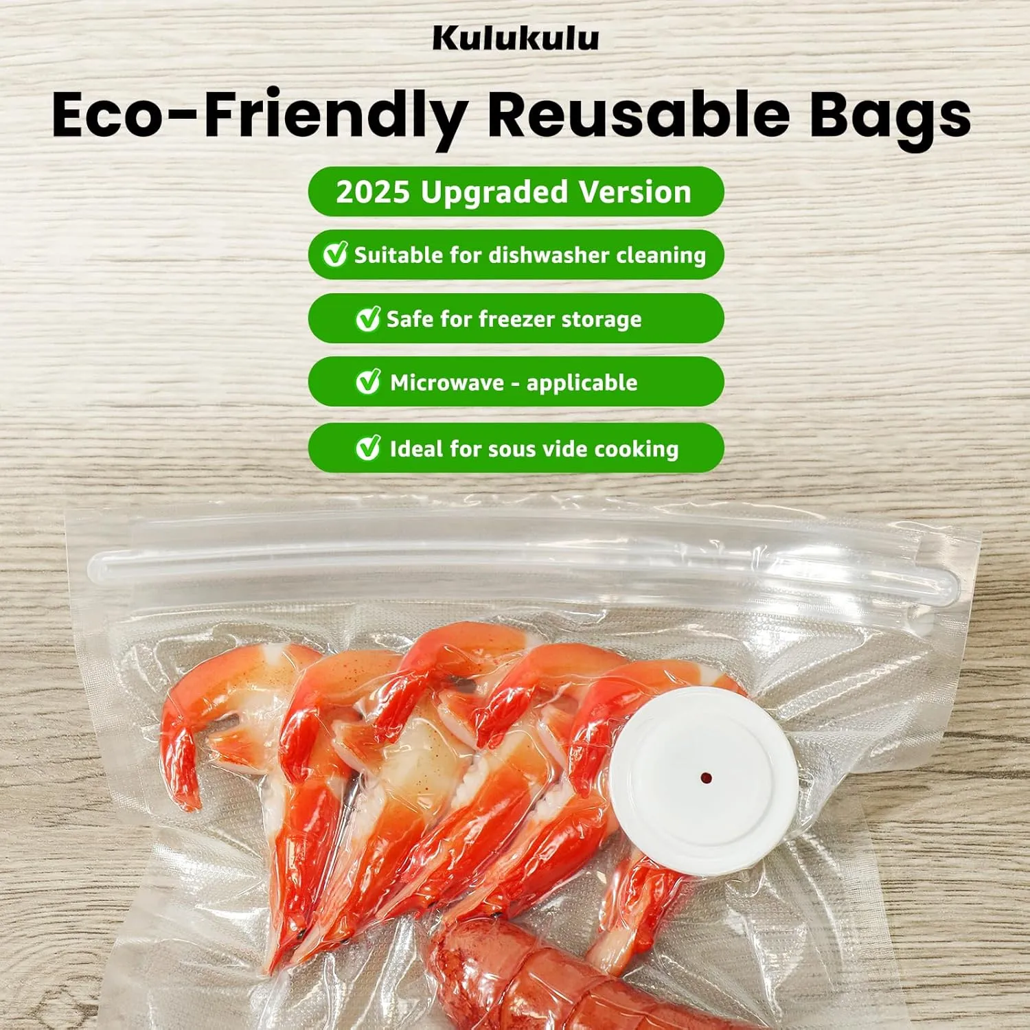 [2025 New Version] Kulukulu 30 Reusable Vacuum Seal Bags(15 Regular Size  15 Big Size)
