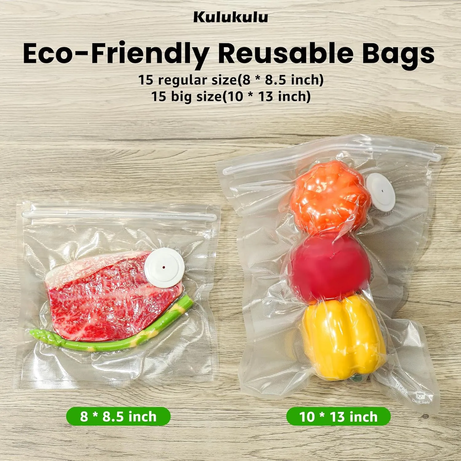 [2025 New Version] Kulukulu 30 Reusable Vacuum Seal Bags(15 Regular Size  15 Big Size)