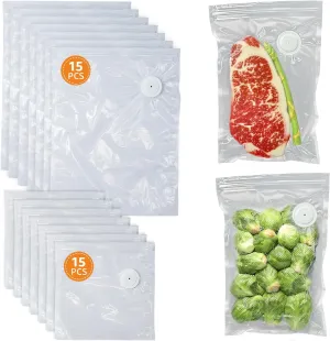 [2025 New Version] Kulukulu 30 Reusable Vacuum Seal Bags(15 Regular Size  15 Big Size)
