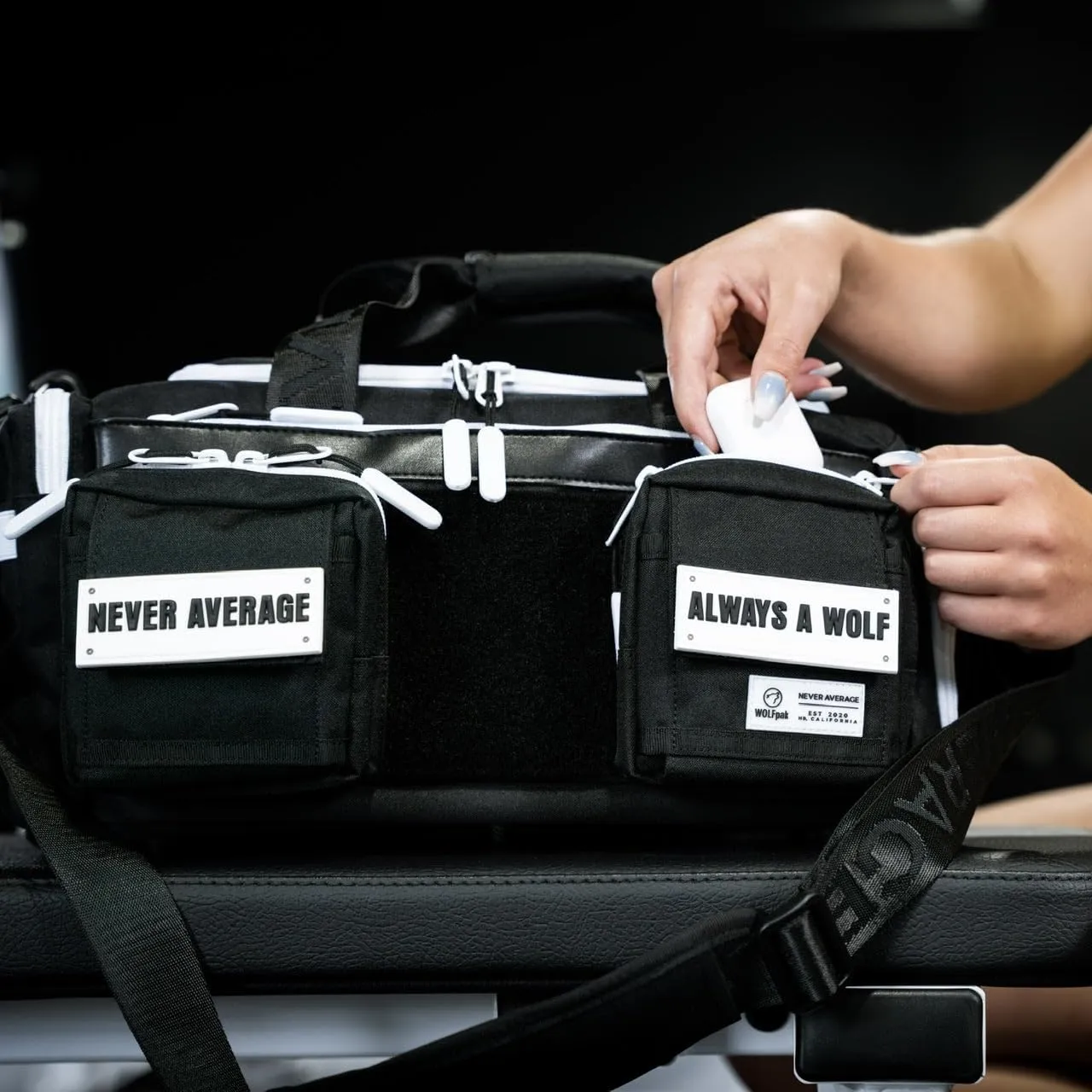 20L Mini Duffle Bag (Black with White Accents)
