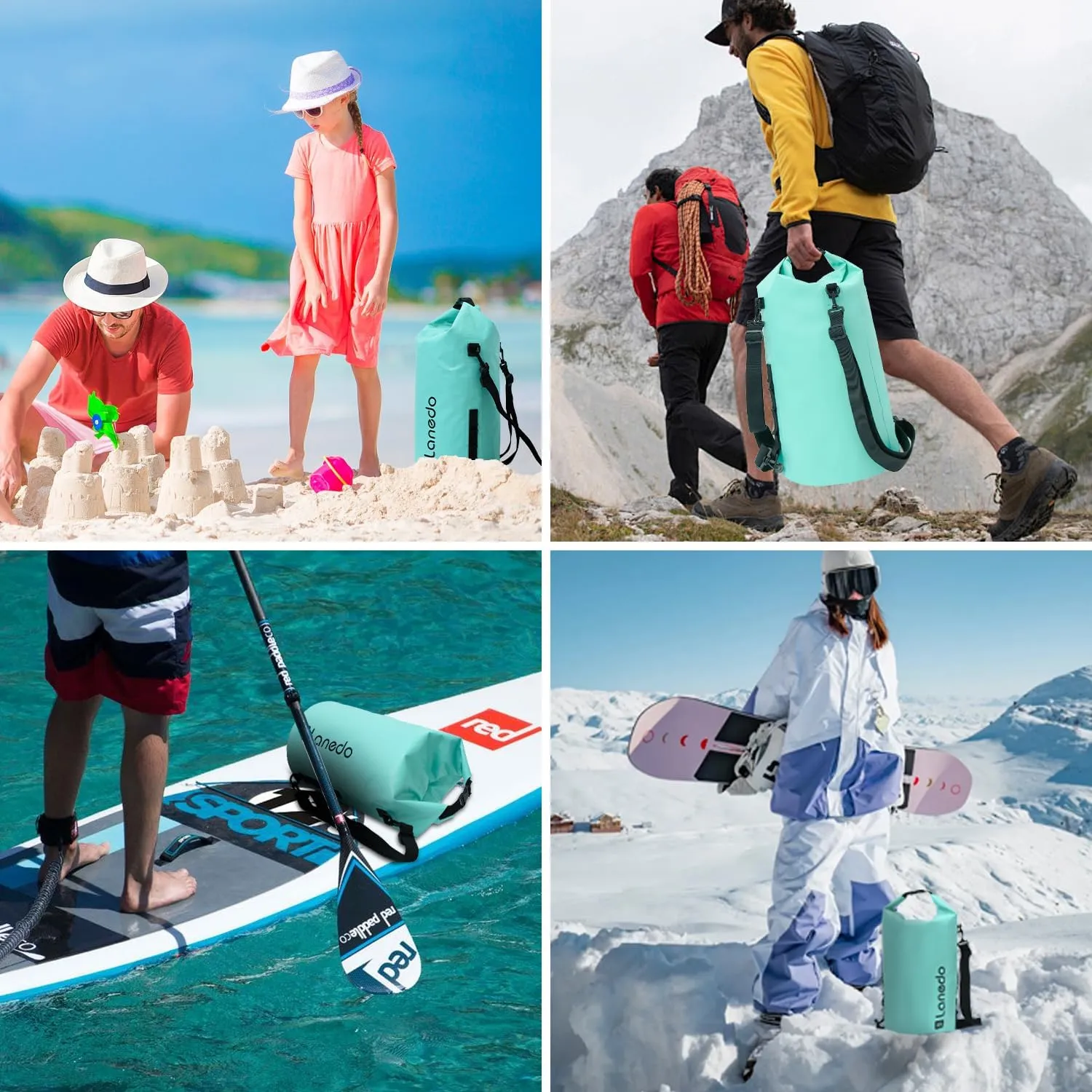20L/30L Dry Bag Large Waterproof Bag Roll-Top Heavy Duty Fishing Duffel Bag with Durable Straps for Kayaking Paddle boarding Boating Rafting Fishing (Lake blue, 20L)