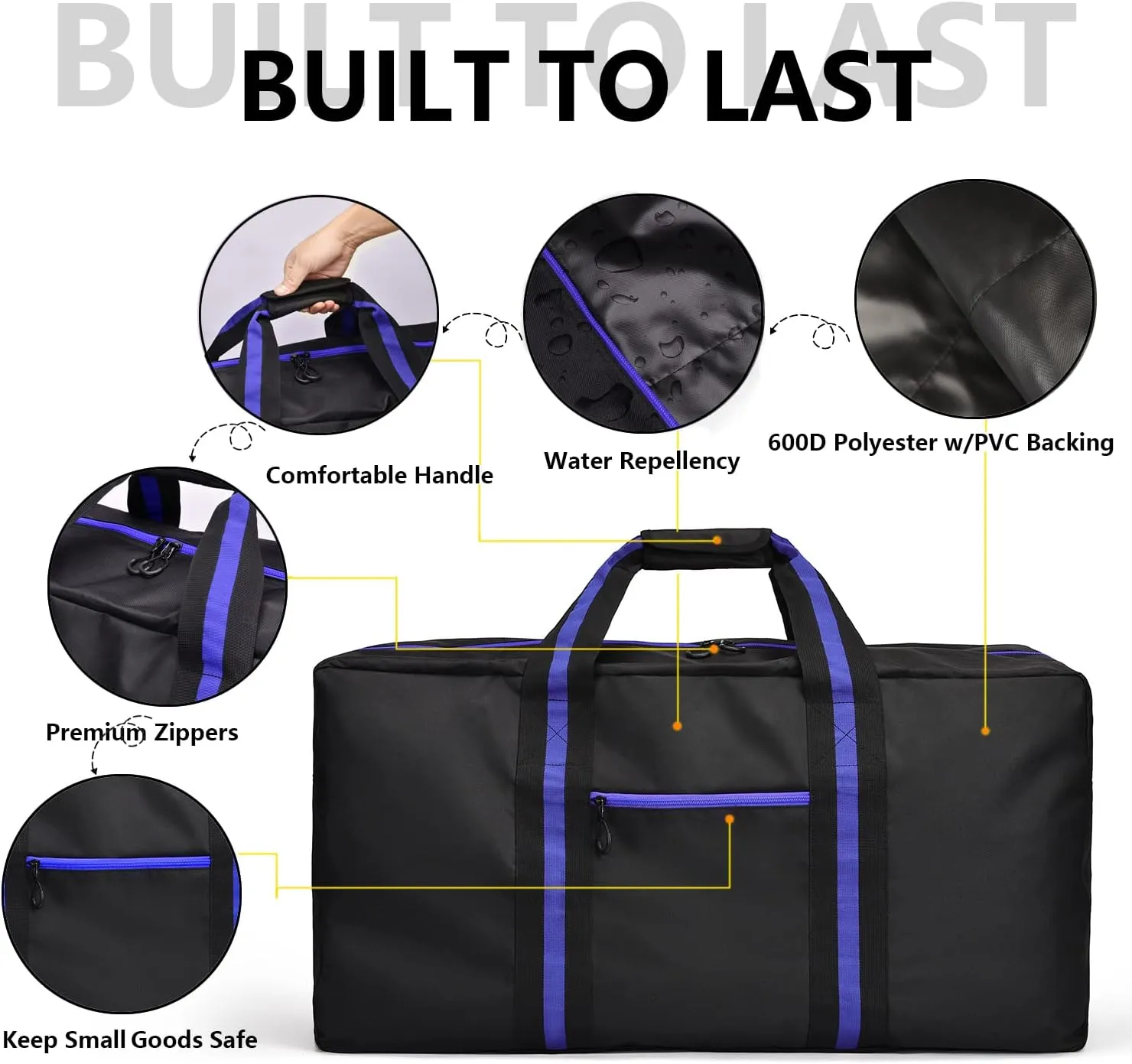 24.8 ” Travel Bag, Duffle Bag for Men Women, Large 60L Weekender Overnight Bag with Trolley Sleeve and Wet Pocket