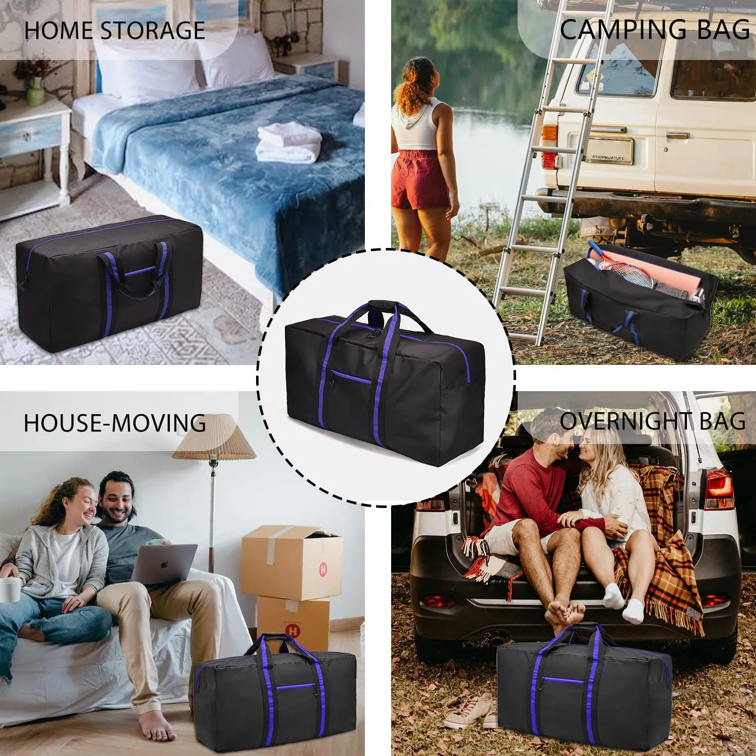 24.8 ” Travel Bag, Duffle Bag for Men Women, Large 60L Weekender Overnight Bag with Trolley Sleeve and Wet Pocket