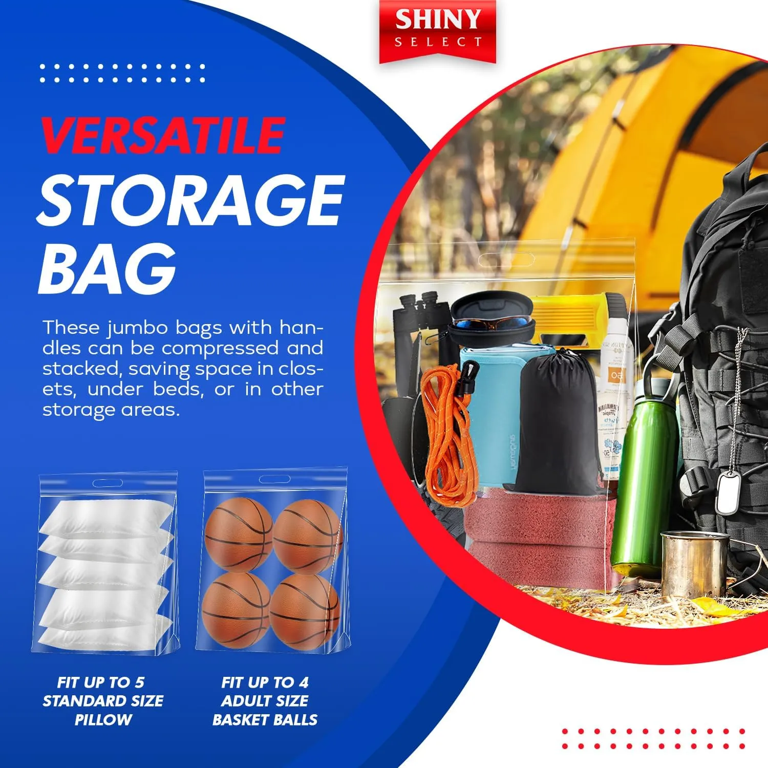 [25 Bags] Jumbo Extra Large Zipper Food Storage Bags with Handle, 10 Gallon Heavy Duty 4 Mil. Thick, Clear, Resealable Bag for Seasonal Clothes Bedding Travel Moving