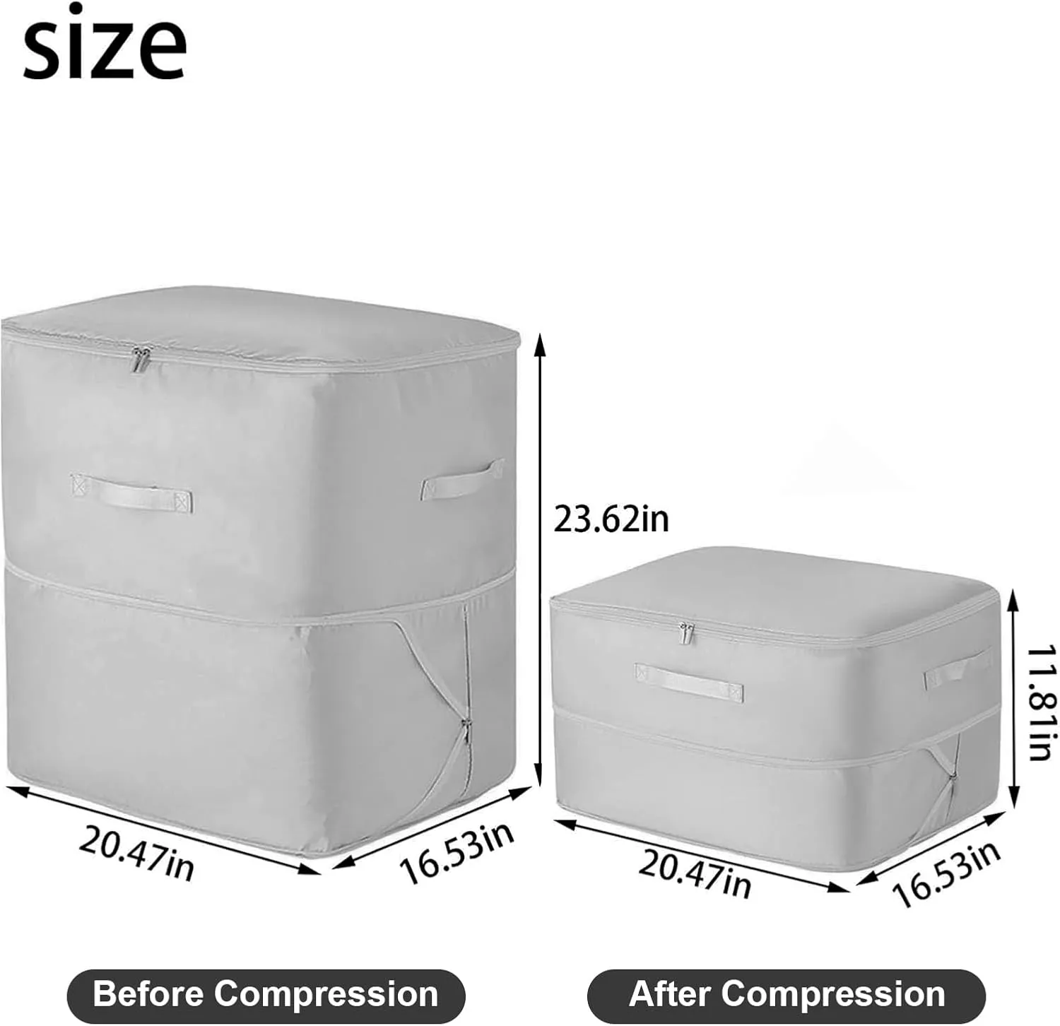 2Pcs Super Space Saving Self Compression Organizer, Quilt Storage Bags, Self Compression Storages Bags, Storage Bags for Quilts, Sweaters, Blankets (grey)