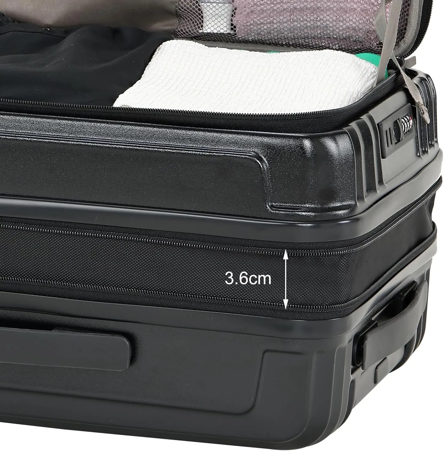 3 Piece 20/24/28 Inch Expandable Luggage Set, 20” Side Opening Carry On, 24 & 28 Inch Checked Middle Opening, ABS PC Hardshell Lightweight Suitcase, Black