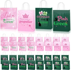 32pcs Pink and Green Birthday Gift bags,Wicked-Witch Goodie Bag Pink and Green Theme party favors