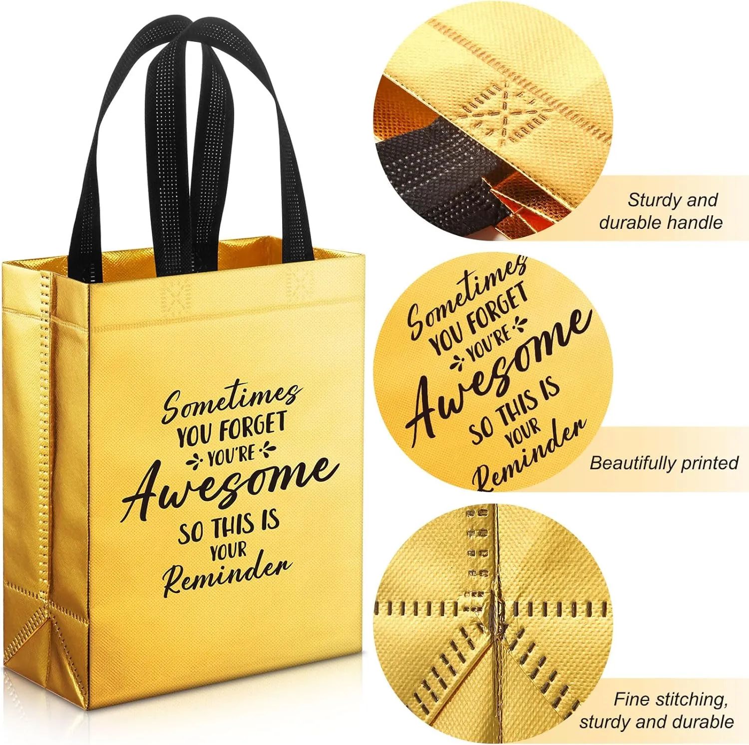 36 Pcs Thank You Reusable Gift Bags Employee Appreciation Gift Bags Sometimes You Forget You're Awesome Team Appreciation Gift for Employee Teacher Student Coworker Secretary Assistant Gift(Gold)