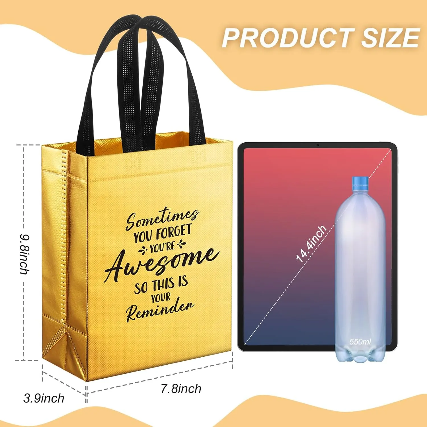 36 Pcs Thank You Reusable Gift Bags Employee Appreciation Gift Bags Sometimes You Forget You're Awesome Team Appreciation Gift for Employee Teacher Student Coworker Secretary Assistant Gift(Gold)