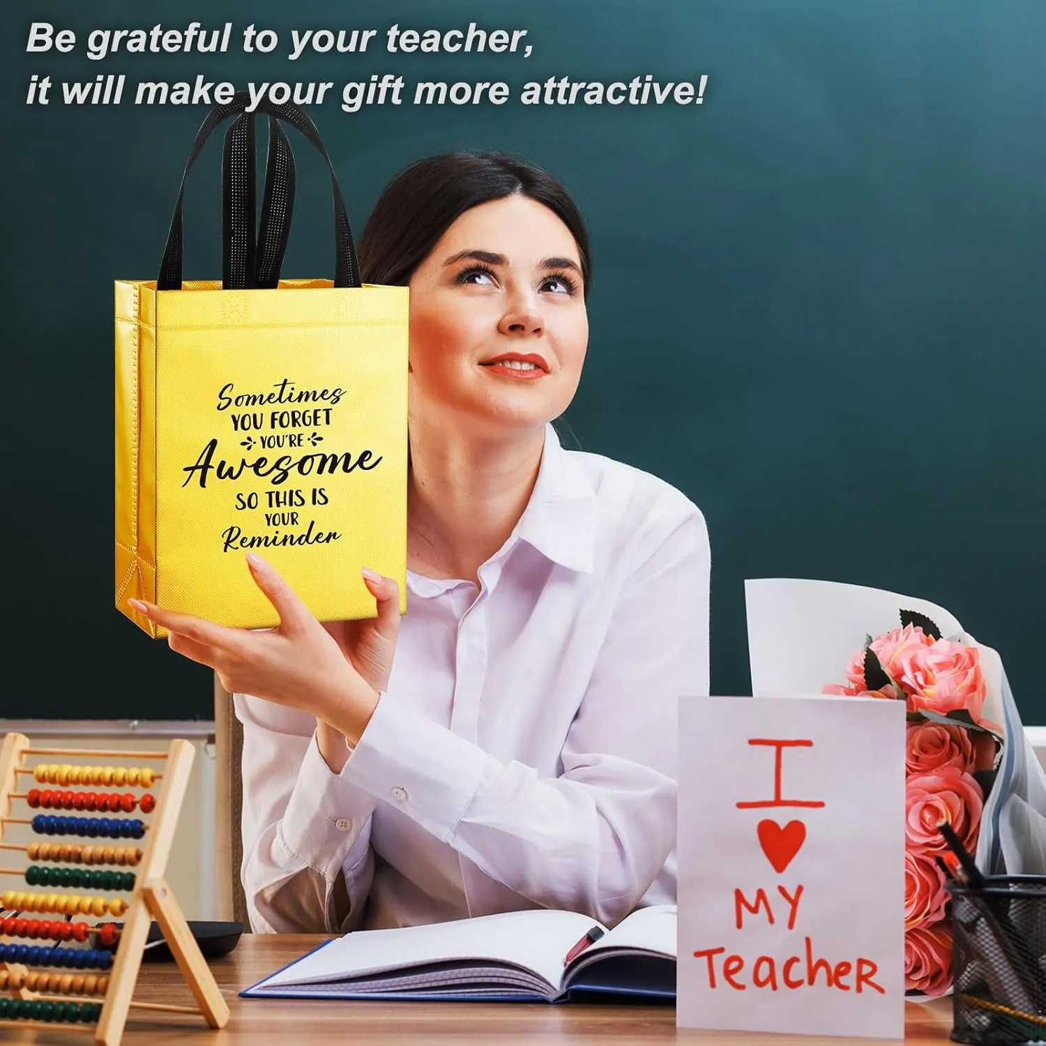36 Pcs Thank You Reusable Gift Bags Employee Appreciation Gift Bags Sometimes You Forget You're Awesome Team Appreciation Gift for Employee Teacher Student Coworker Secretary Assistant Gift(Gold)