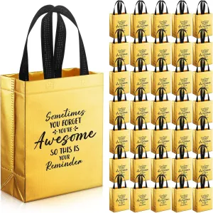 36 Pcs Thank You Reusable Gift Bags Employee Appreciation Gift Bags Sometimes You Forget You're Awesome Team Appreciation Gift for Employee Teacher Student Coworker Secretary Assistant Gift(Gold)