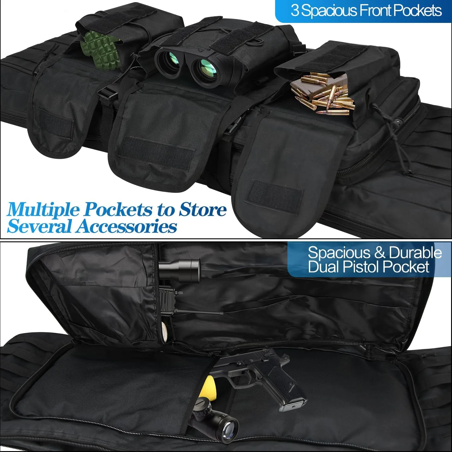 36/42/46in Double Rifle Case, Tactical Long Rifle Backpack, Portable Shotgun Case for Firearm Storage and Transportation, Suitable for Outdoor Hunting Shooting