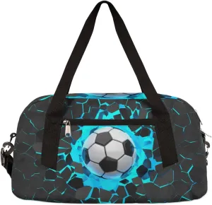 3D Light Wall Football Soccer Pattern Gym Duffle Bag for Kids,Sports Bag for Teens Boys & Girls Small Waterproof Overnight Weekender Carry School Practice Travel Bag