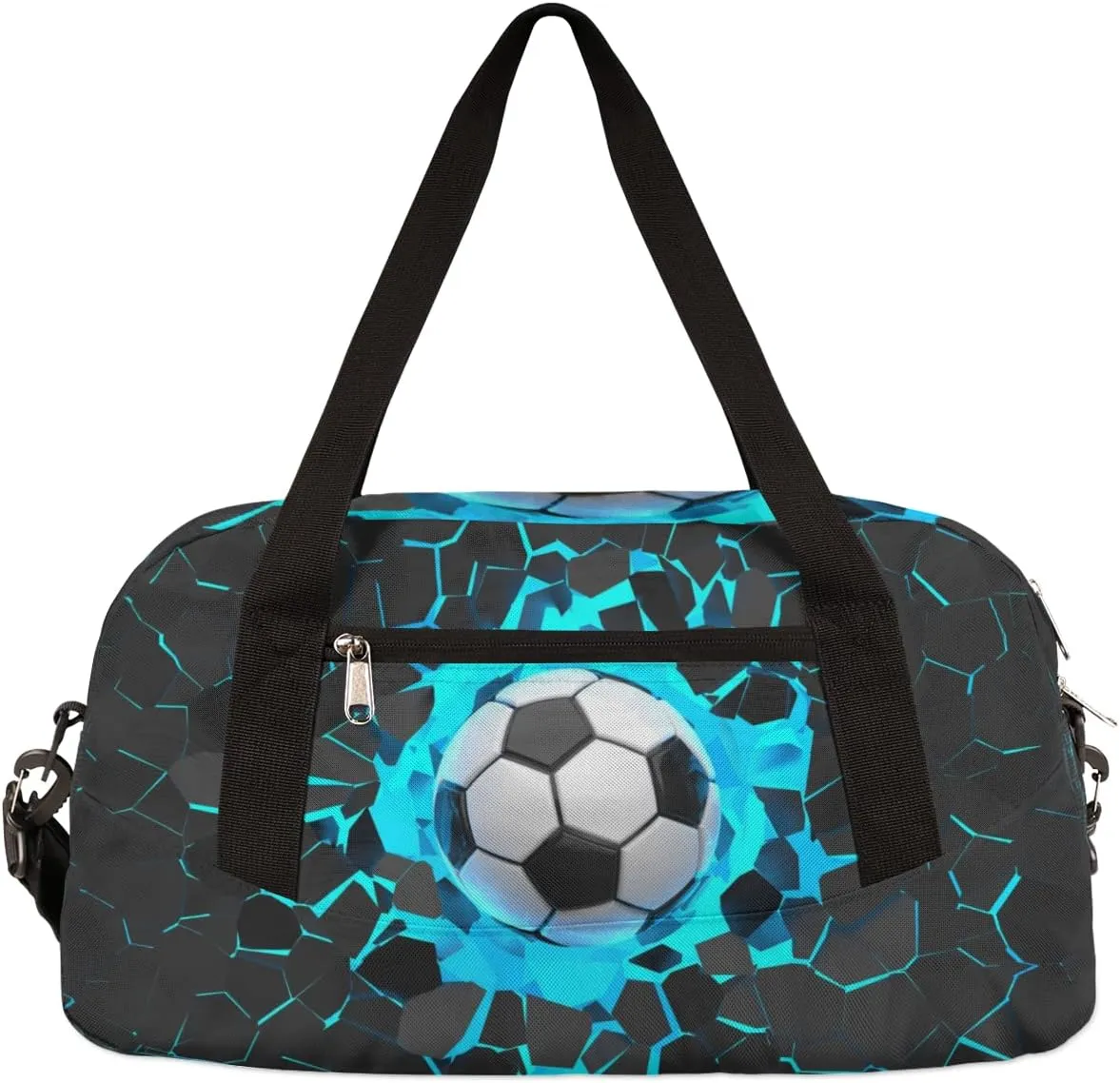 3D Light Wall Football Soccer Pattern Gym Duffle Bag for Kids,Sports Bag for Teens Boys & Girls Small Waterproof Overnight Weekender Carry School Practice Travel Bag
