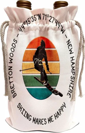 3dRose Bretton Woods, New Hampshire. Man skier on white. Alpine ski, USA - Wine Bags (wbg-374682-1)