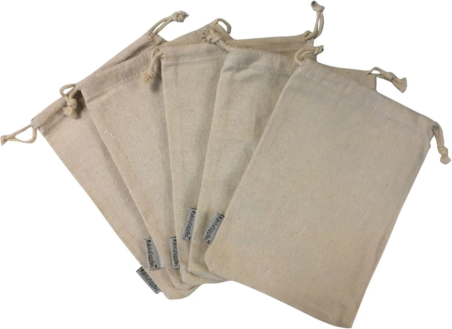 3x4 Inches Heavy Duty Thick Canvas Cotton Reusable Muslin Bags w/Double Drawstrings | Pack of 25 Pcs | Travel Organizing Storage Parts Bags (25, 3 x 4)