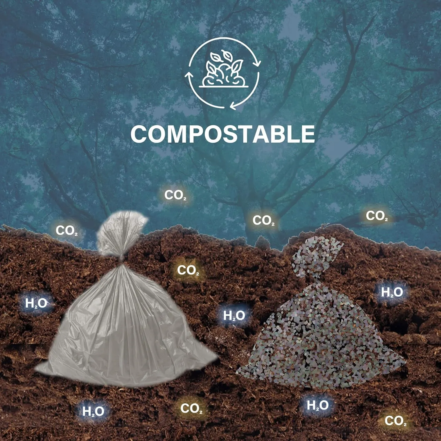 4 Gallon Biodegradable Trash Bags, Compostable Small Garbage Bags for Bathroom Bedroom Office Kitchen Trash Can, US BPI ASTM D6400 Certified, Extra Strong, Unscented, 200 Count