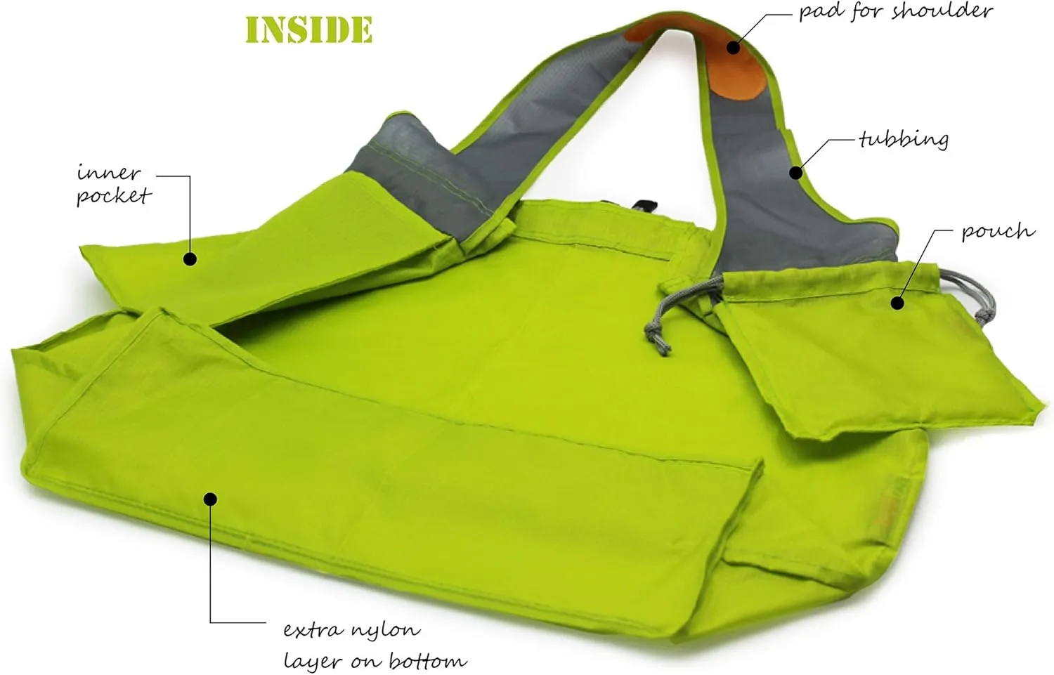 4 Pack Ripstop Nylon Foldable Reusable Grocery Shopping Bag with Pouch & Inner Pocket, Draw-String