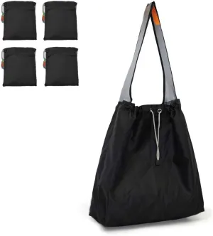 4 Pack Ripstop Nylon Foldable Reusable Grocery Shopping Bag with Pouch & Inner Pocket, Draw-String