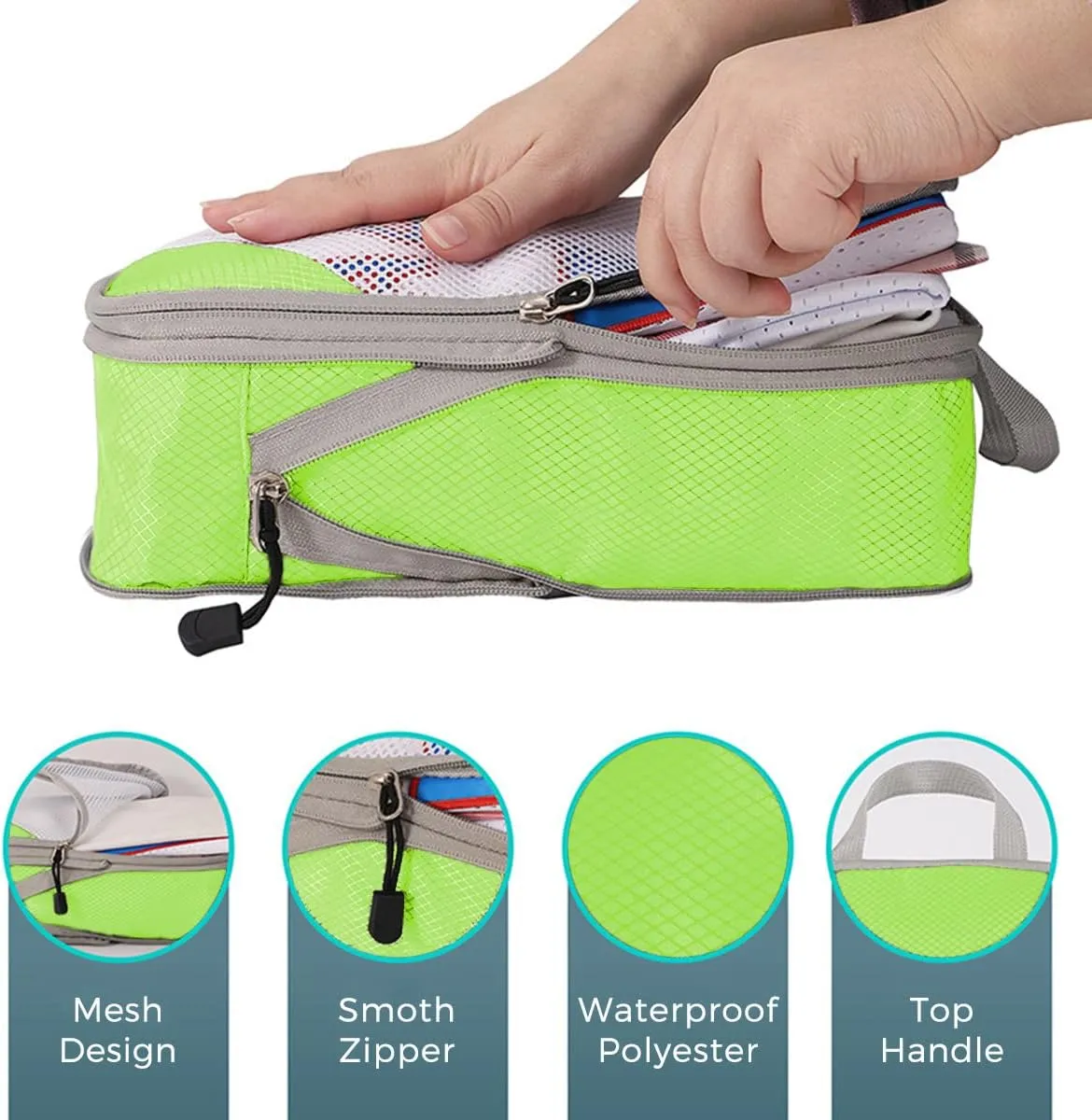 4 PCS Compression Packing Cubes for Suitcase Travel Luggage Organizer Bags Set Packing Organizers Compression Suitcase Bag Travel Essential Bag