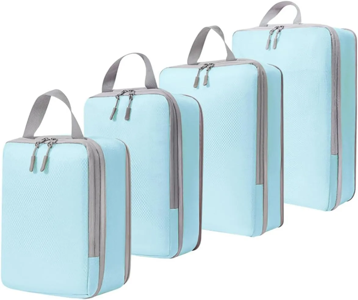 4 PCS Compression Packing Cubes for Suitcase Travel Luggage Organizer Bags Set Packing Organizers Compression Suitcase Bag Travel Essential Bag