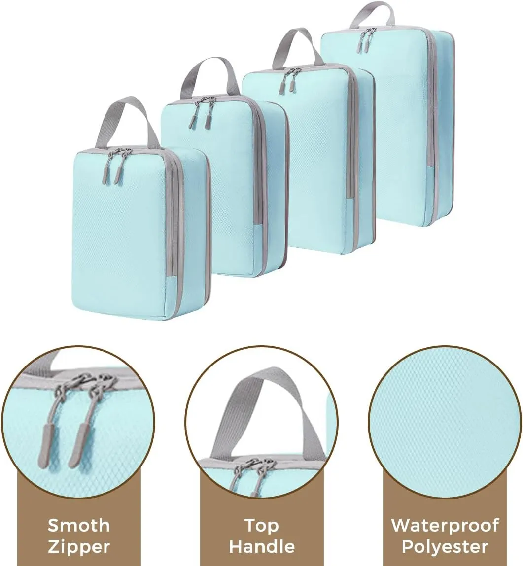 4 PCS Compression Packing Cubes for Suitcase Travel Luggage Organizer Bags Set Packing Organizers Compression Suitcase Bag Travel Essential Bag