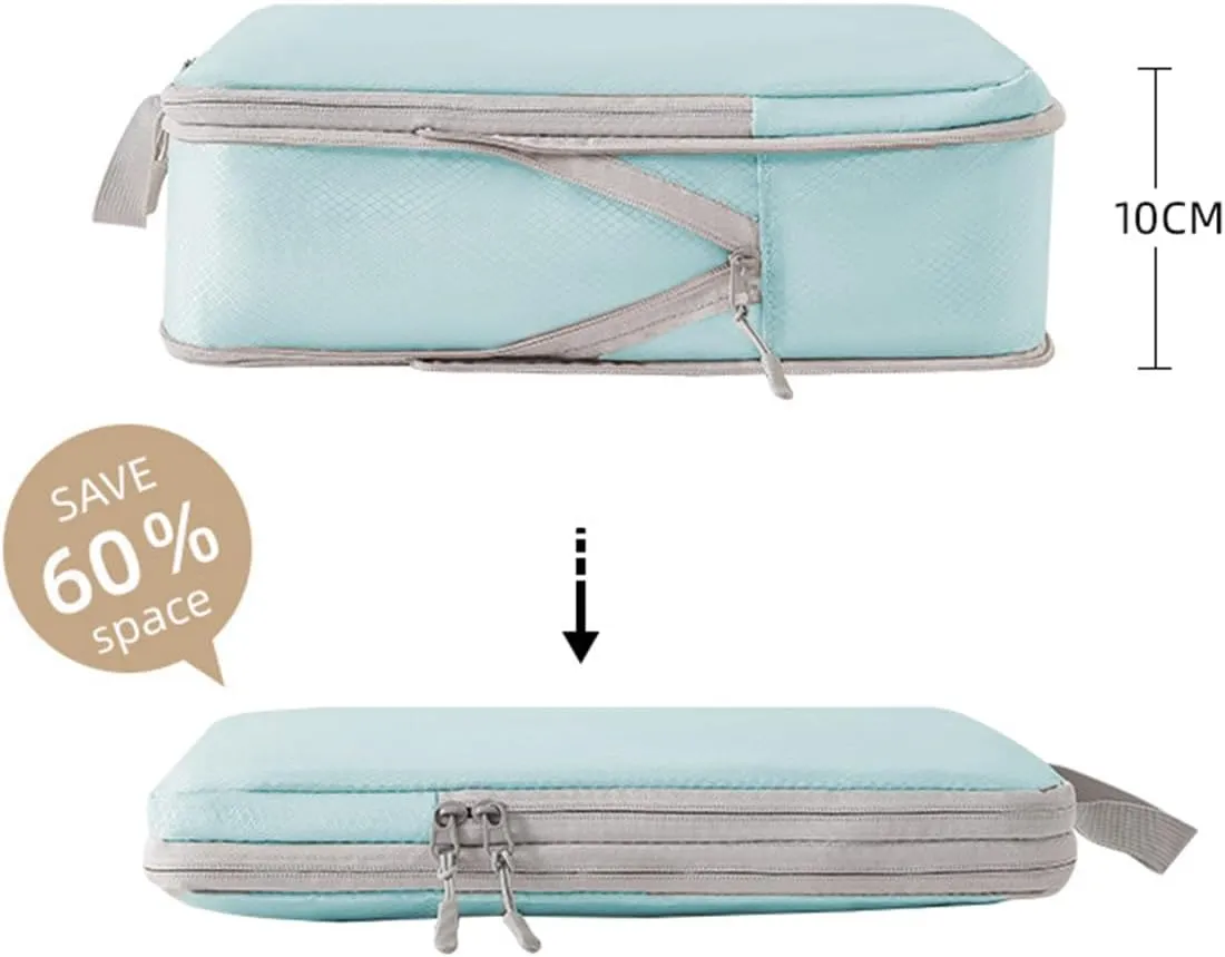 4 PCS Compression Packing Cubes for Suitcase Travel Luggage Organizer Bags Set Packing Organizers Compression Suitcase Bag Travel Essential Bag