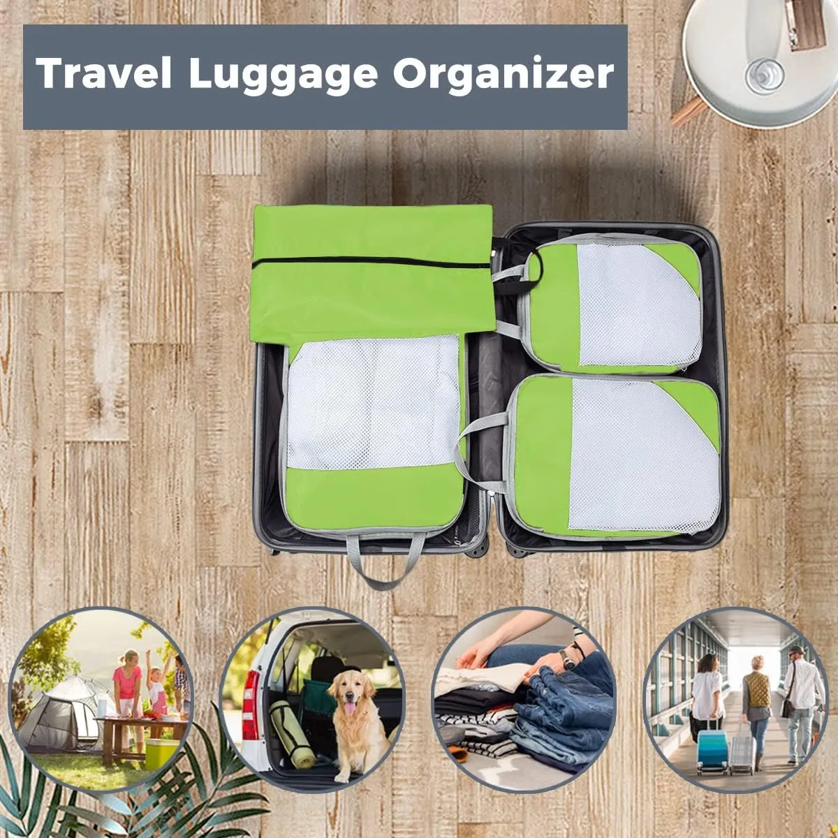 4 PCS Compression Packing Cubes for Suitcase Travel Luggage Organizer Bags Set Packing Organizers Compression Suitcase Bag Travel Essential Bag