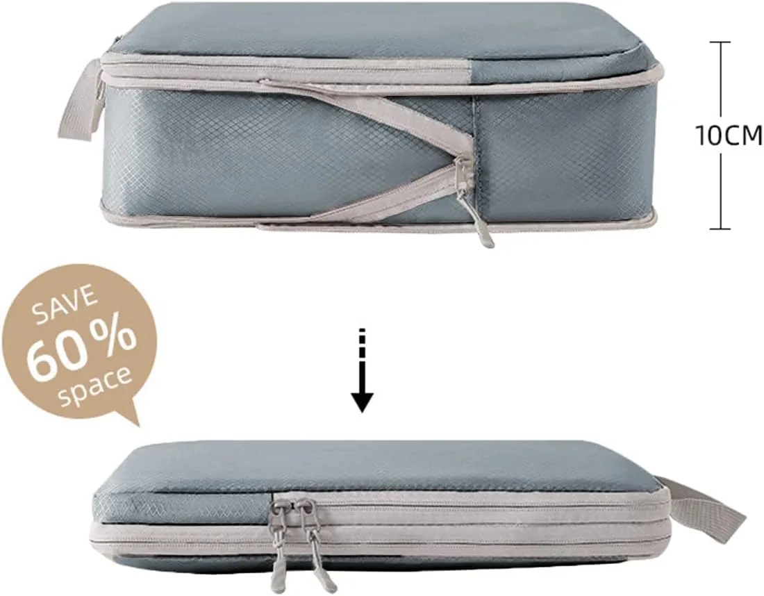 4 PCS Compression Packing Cubes for Suitcase Travel Luggage Organizer Bags Set Packing Organizers Compression Suitcase Bag Travel Essential Bag