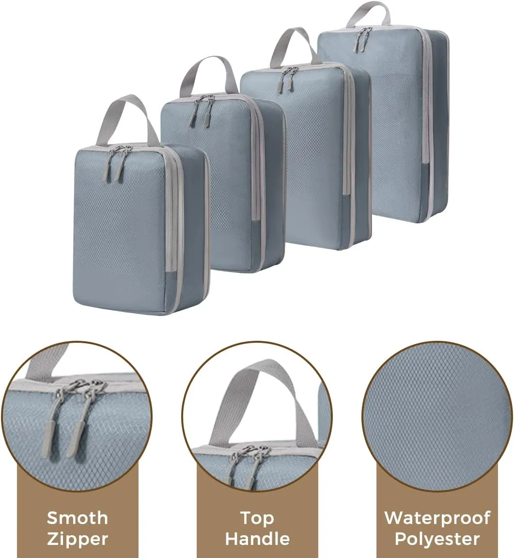 4 PCS Compression Packing Cubes for Suitcase Travel Luggage Organizer Bags Set Packing Organizers Compression Suitcase Bag Travel Essential Bag