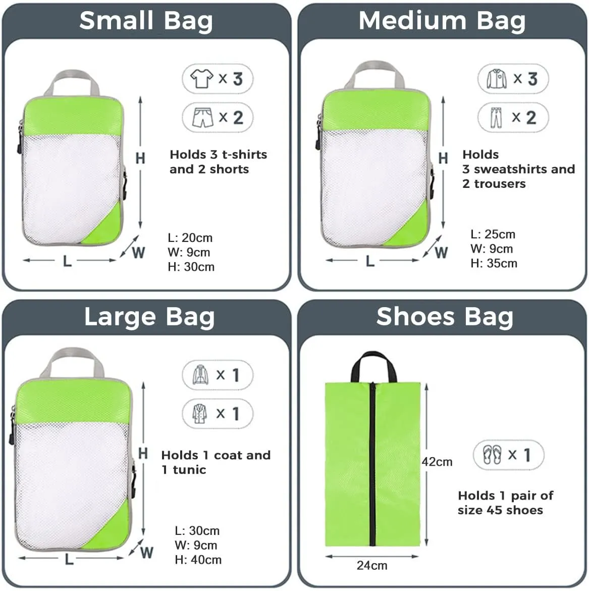 4 PCS Compression Packing Cubes for Suitcase Travel Luggage Organizer Bags Set Packing Organizers Compression Suitcase Bag Travel Essential Bag